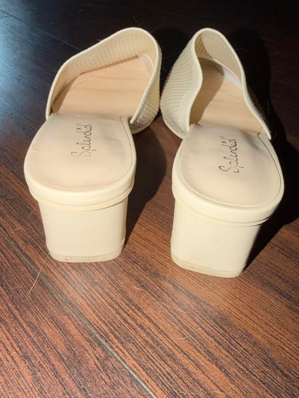 Splendid Cream Ribbed Pointed Mule Heels - Picture 4 of 5